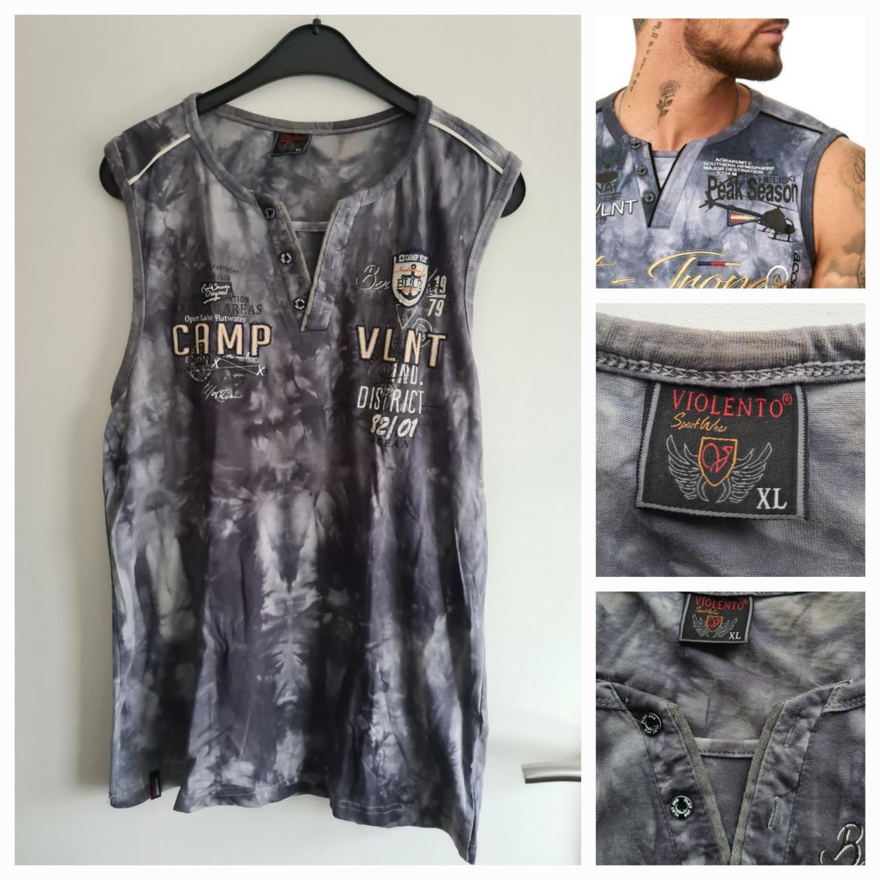 Violento tanktop met een grijze / blauwe tie-dye print Mt XL