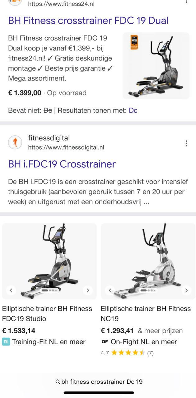 Crosstrainer topklasse ( Dc19 Bh fitness)