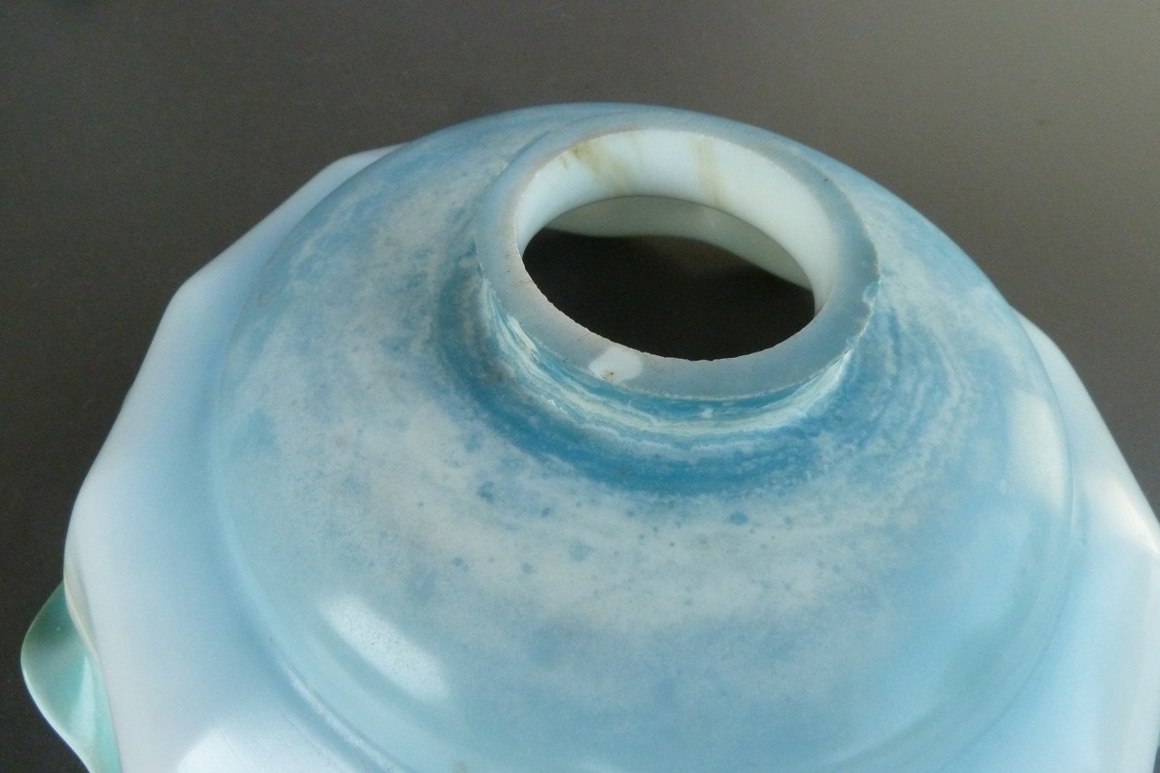 Lampenkap opaline vintage antiek blauw-groen