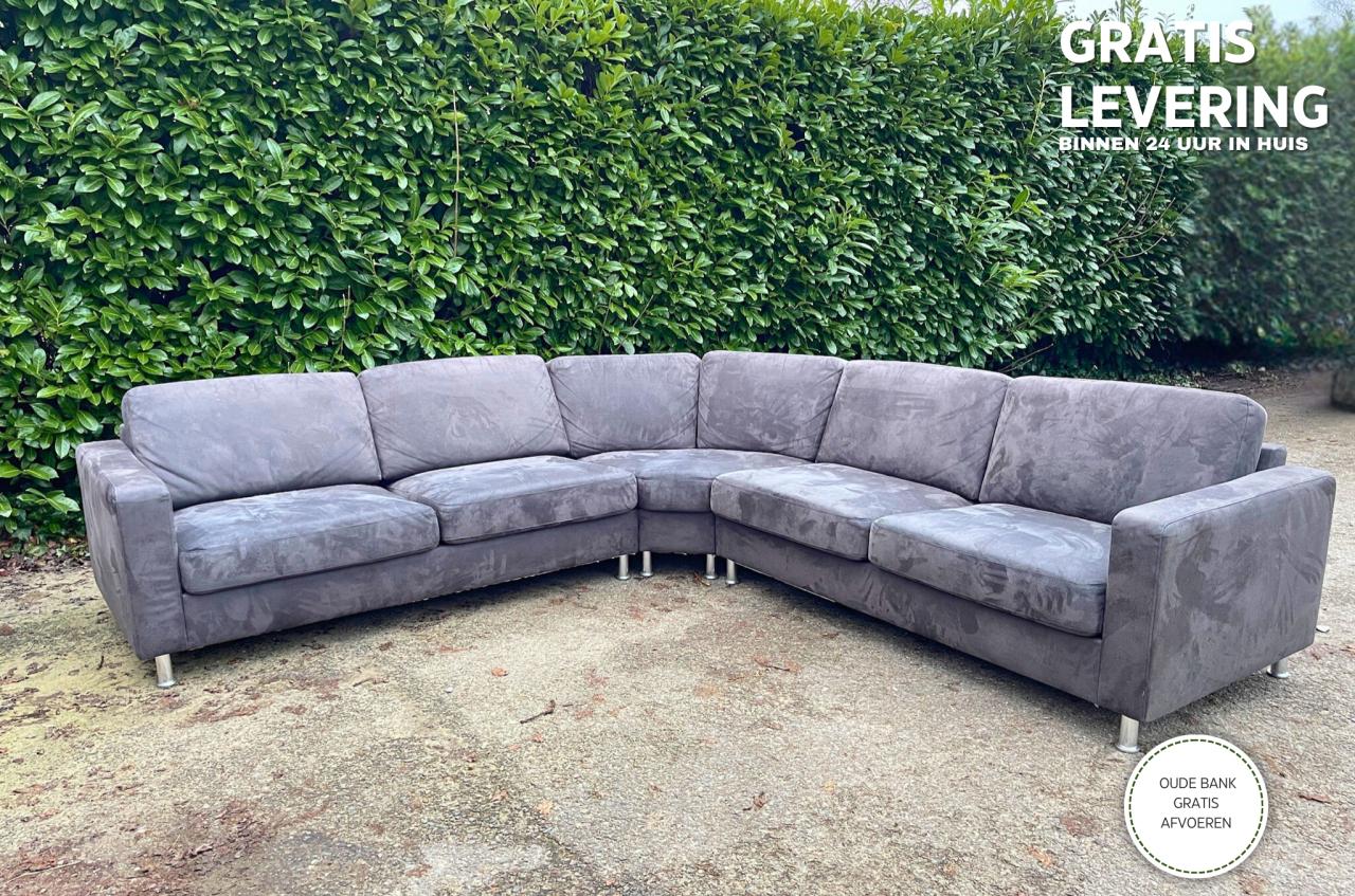 Grote Antraciet Hoekbank-Ruime Lounge Zit-Gratis Levering