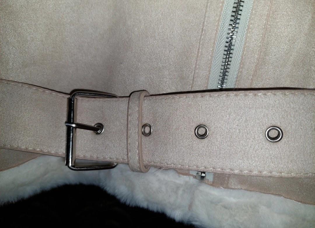 Nieuwe beige dames  pilotenjack mt xl met imitatiebont