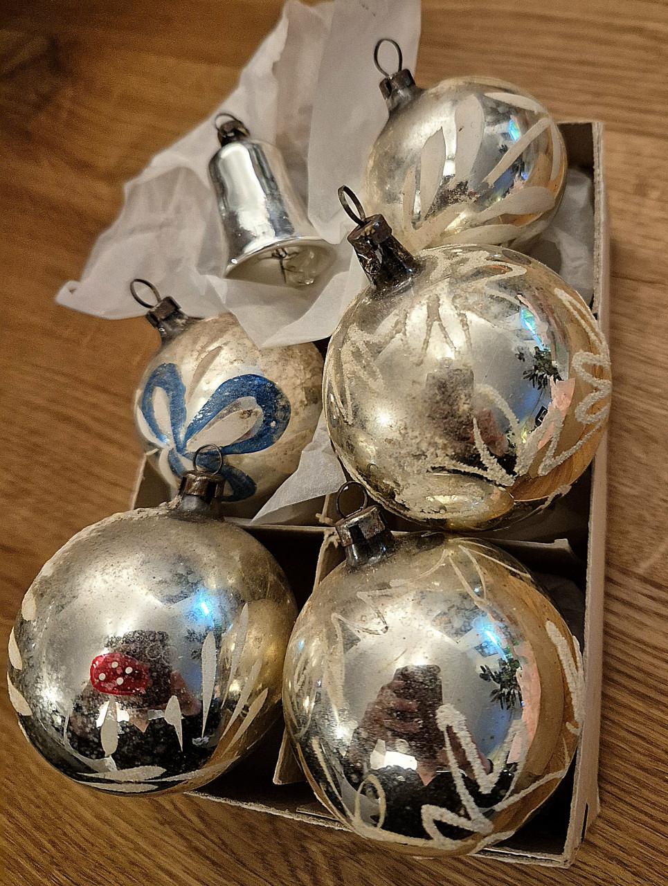 Kerstballen vintage 6x