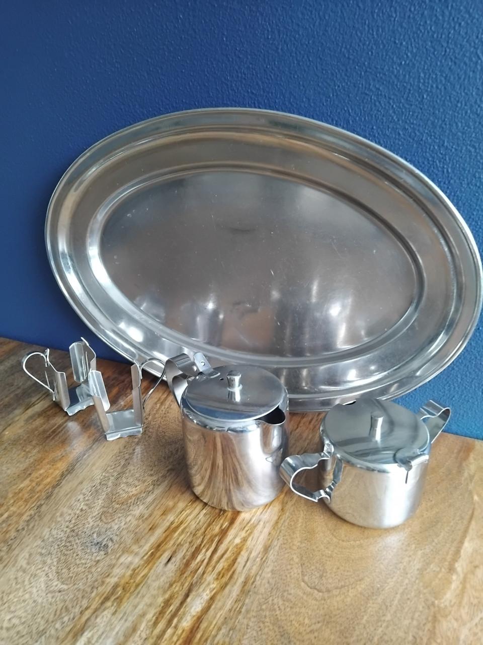 Vintage RVS Roestvrijstaal Horeca set