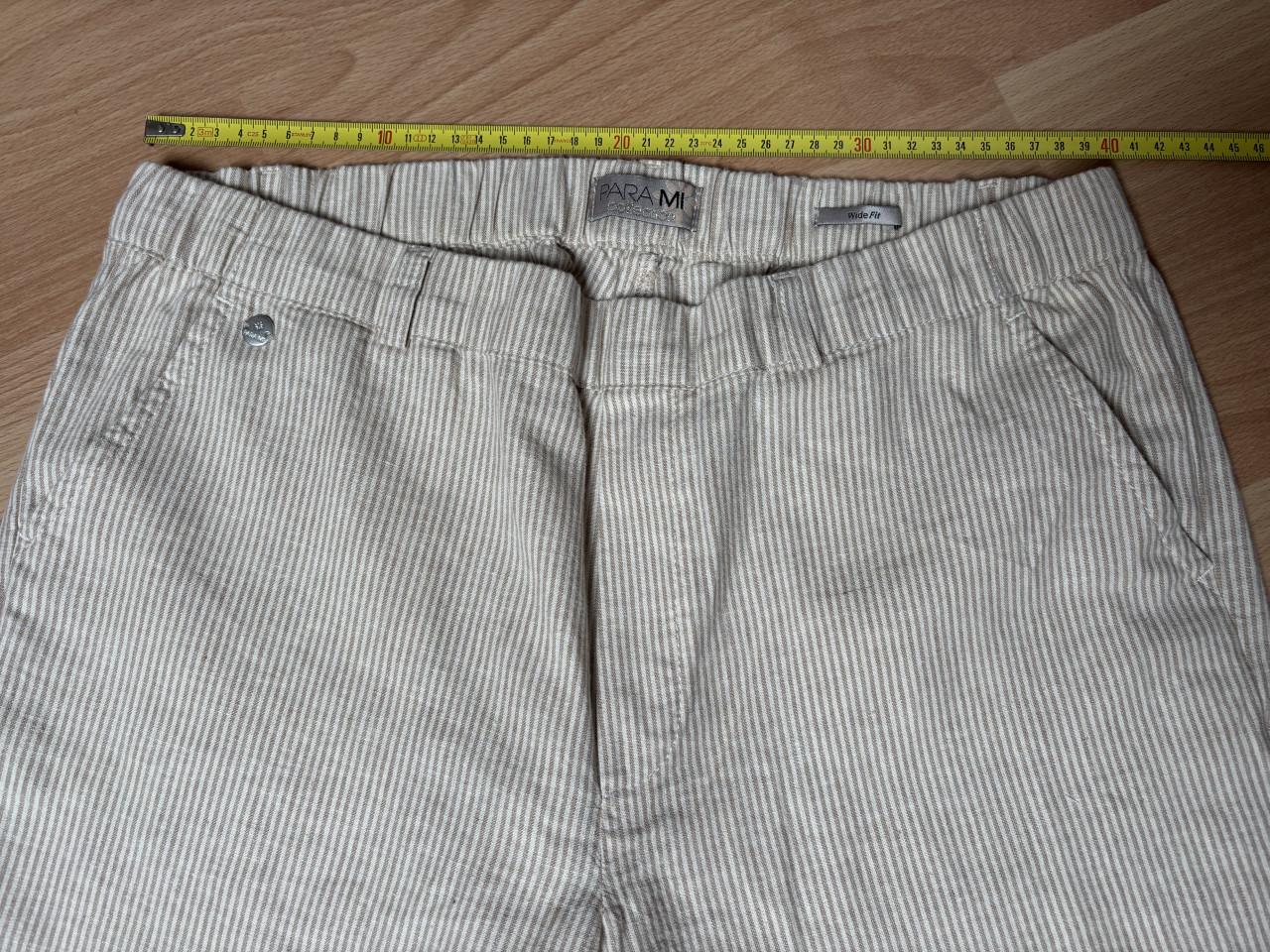 Parami wide fit beige streep maat 40 linnen & katoen