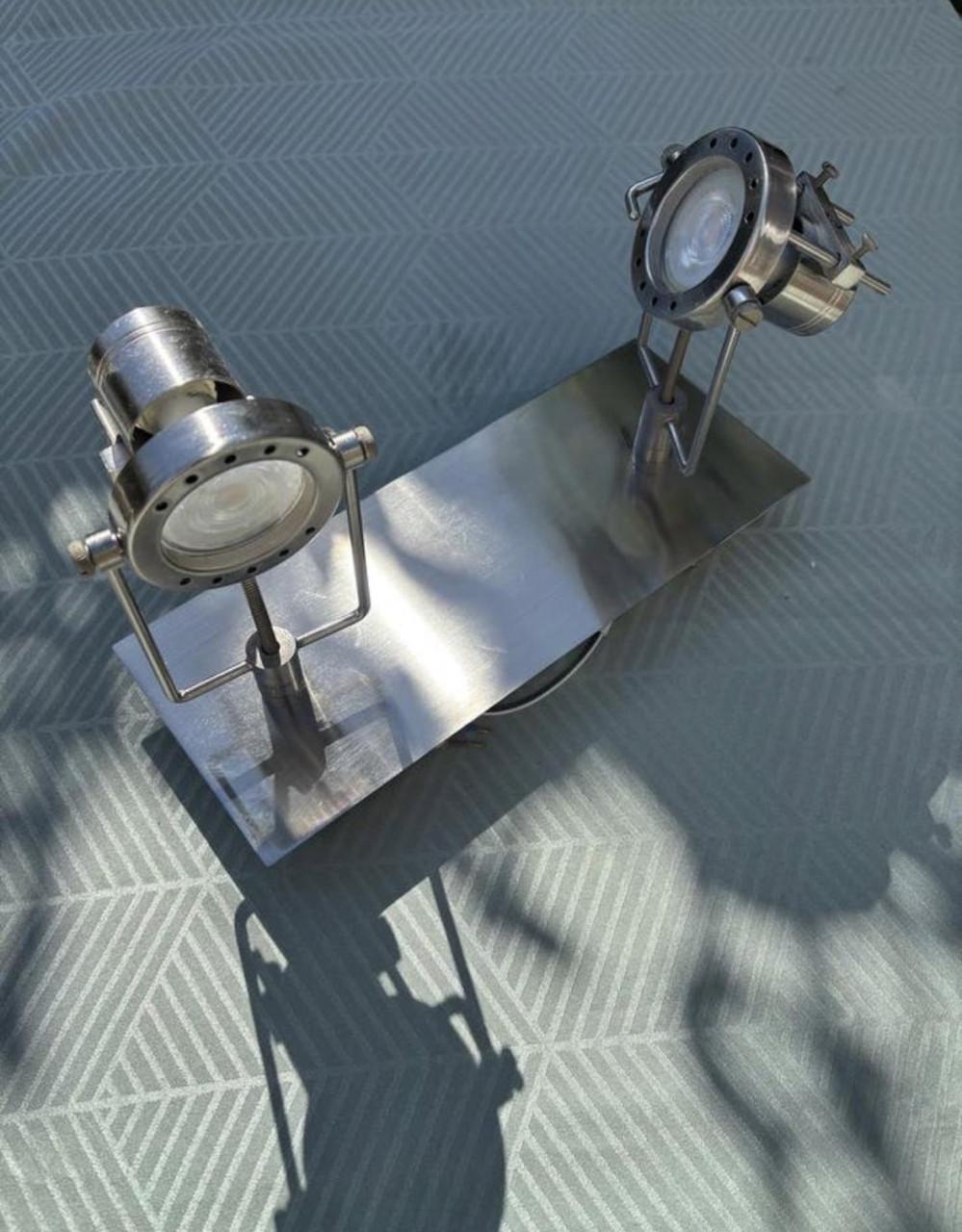 Moderne dubbele spotlamp - RVS look