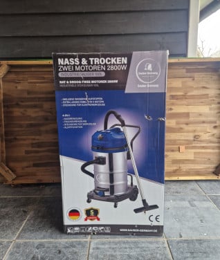 Sauber Industriële stofzuiger 100 Liter nat & droog 2 motoren 2800W.