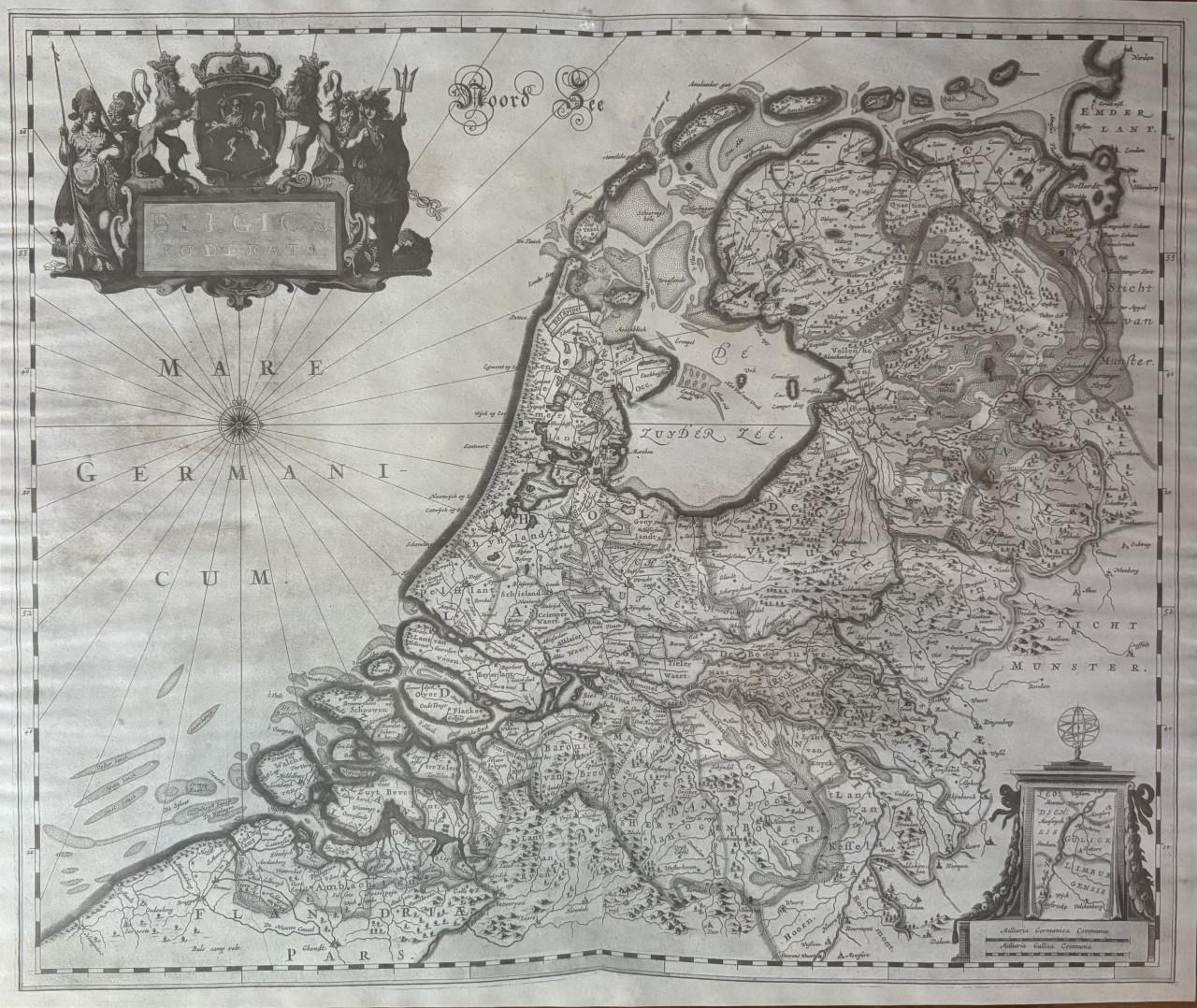 Decoratieve Historische Landkaart in Brocante Lijst – Unieke Zoldervondst!