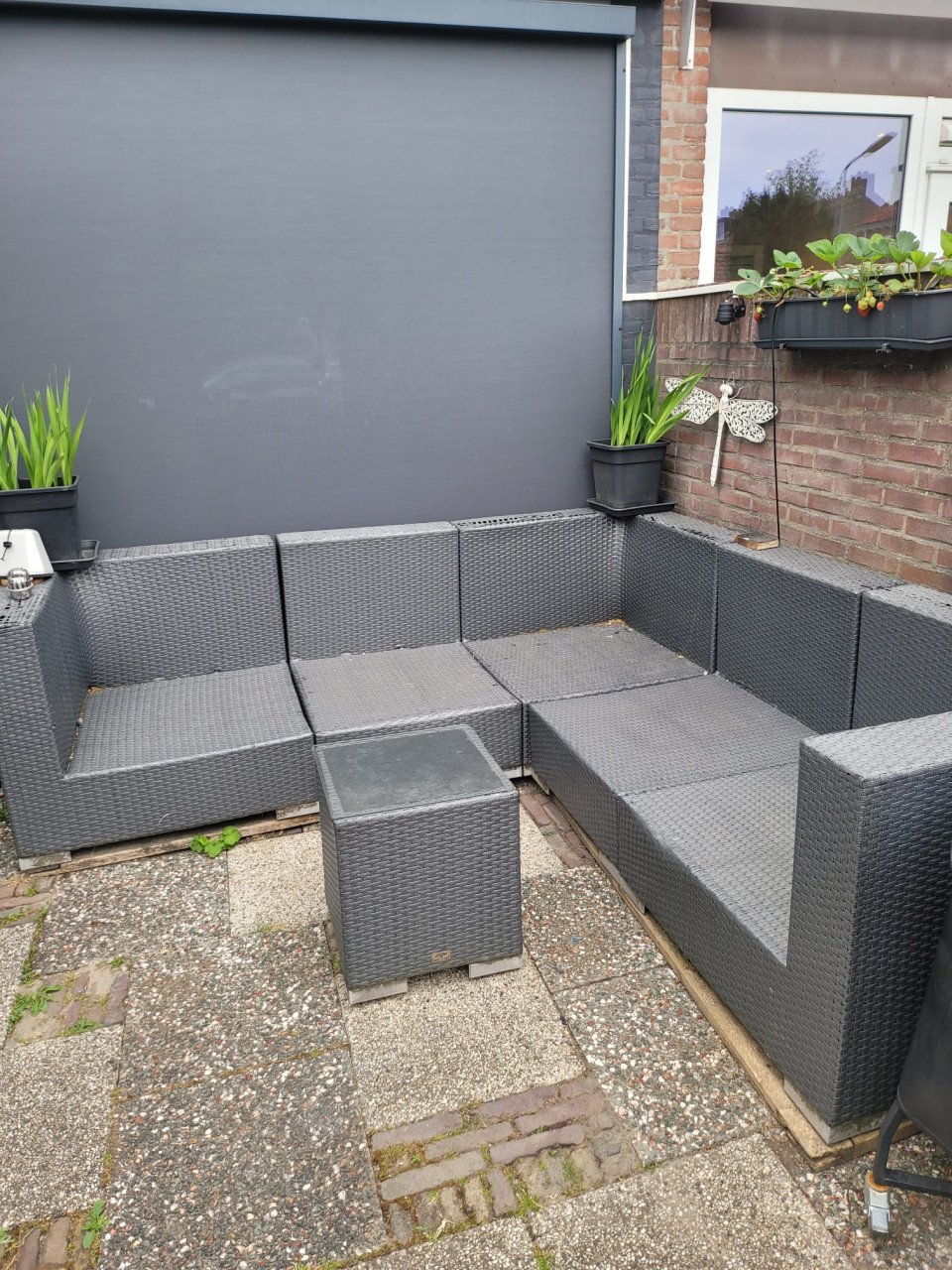 Zithoek tuin set/Lounge set van platte Rattan