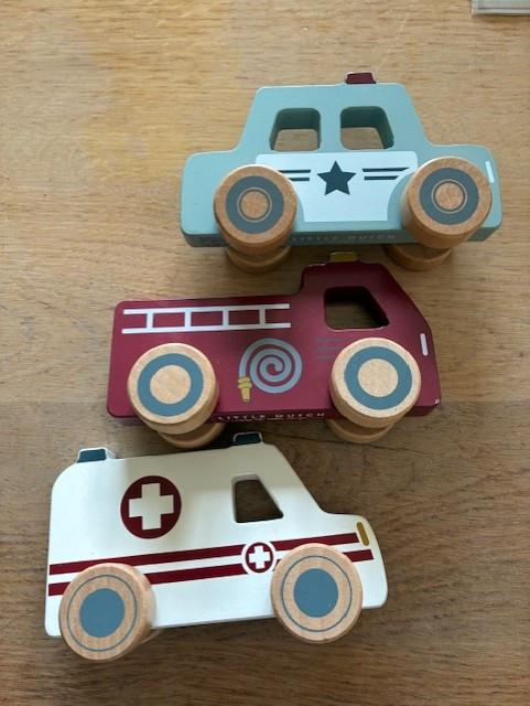 Set van drie hulpverleningsauto's Little Dutch (brandweer etc.)
