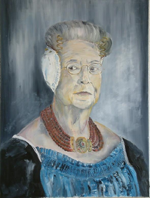 Zeeuwse  de echte boerin  geschilderd in olie verf op doek 60 x80 cm