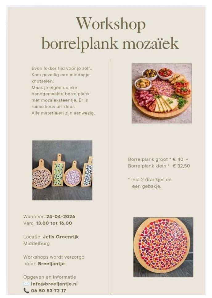 Workshop borrelplank mozaïek 24-04-2026