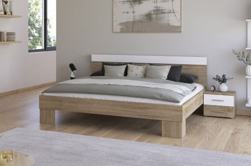 Tweepersoonsbed 180 met Verlichting, 2 Lades + 2 Nachtkastjes
