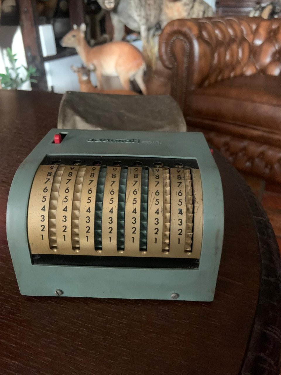 Te koop; vintage calculator telmachine rekenmachine winkel antiek