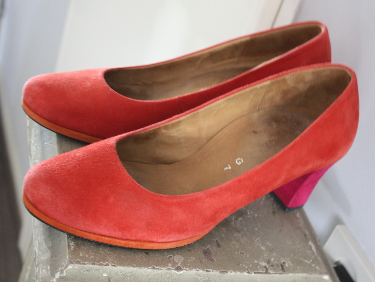 Rood oranje pumps met roze hal maat 7G