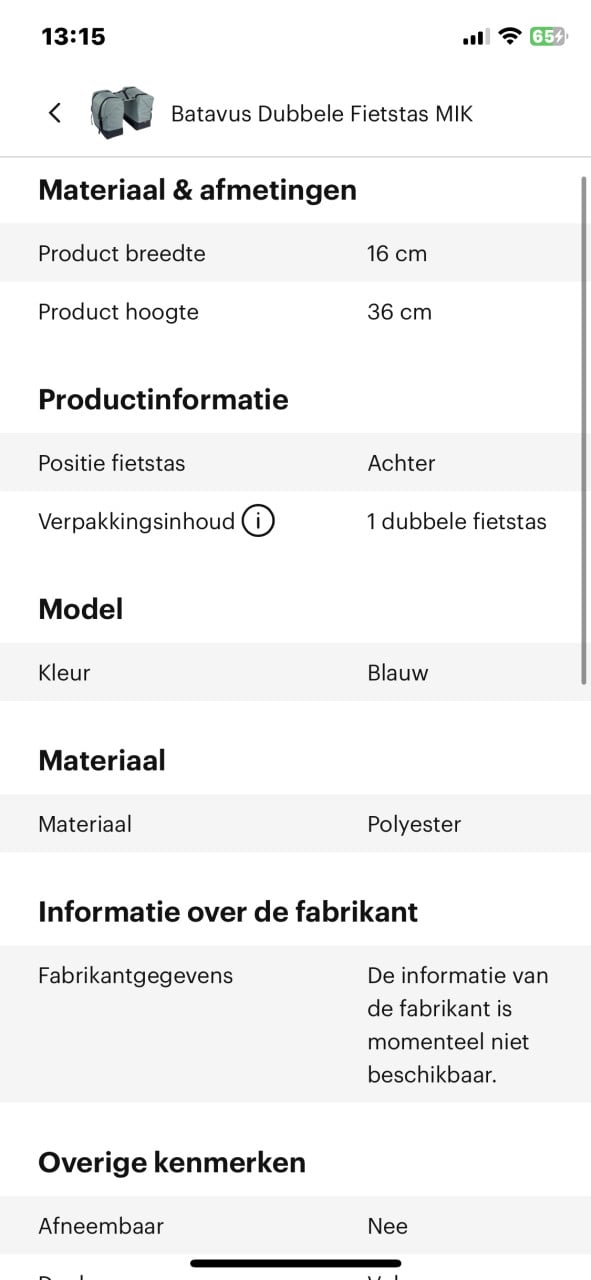 Nieuwe Batavus Allround dubbele fietstassen te koop!