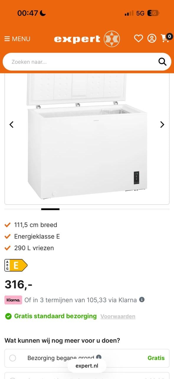 Vriezer topstaat