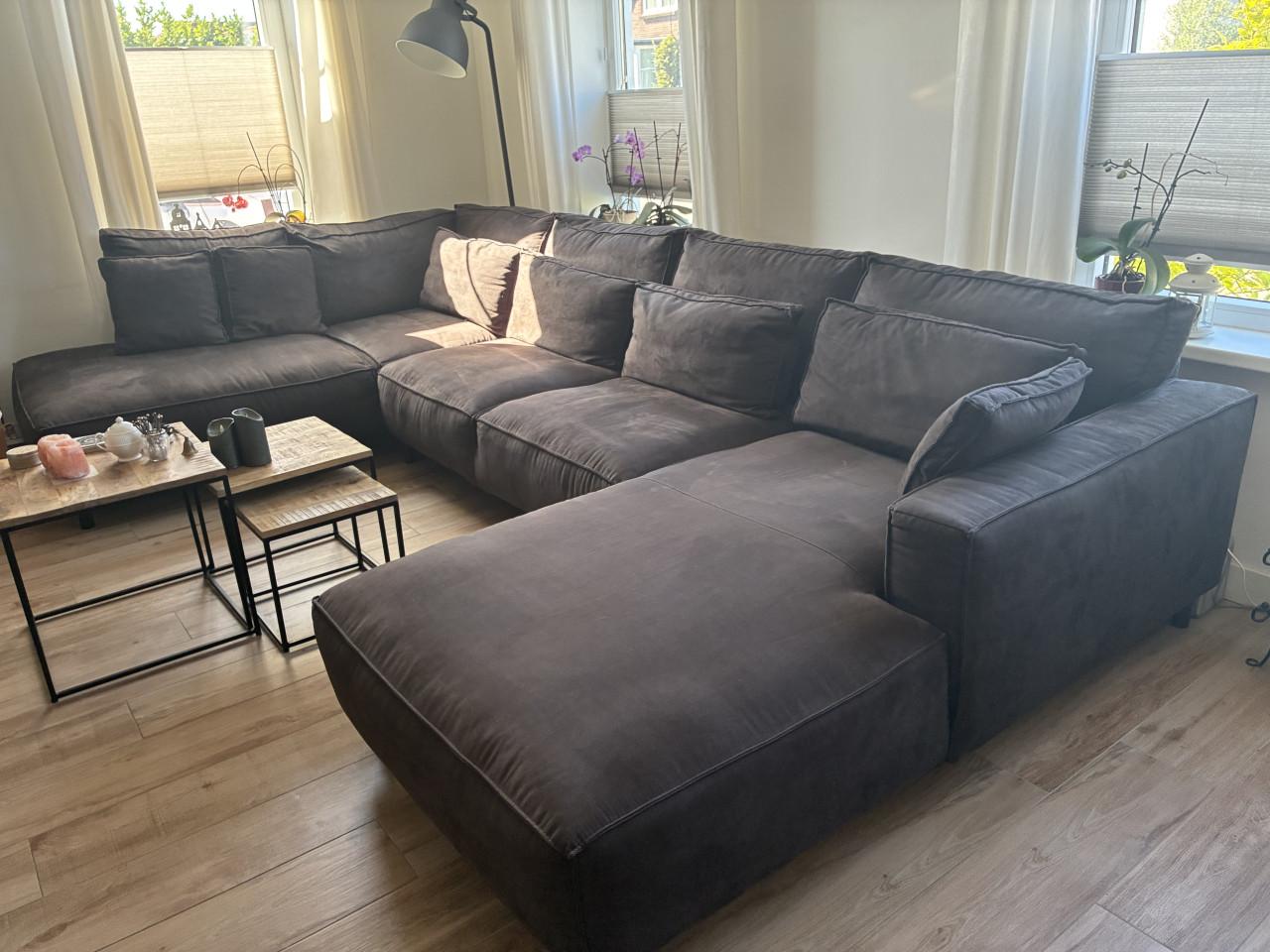 Grote Loungebank U-vorm, bruin