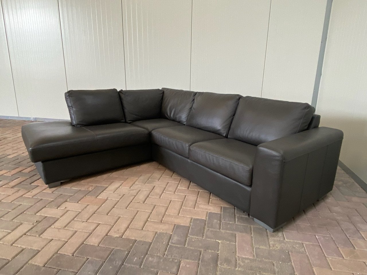 GRATIS LEVERING HEEL NL Mooie Grijs Echt Leer Hoekbank