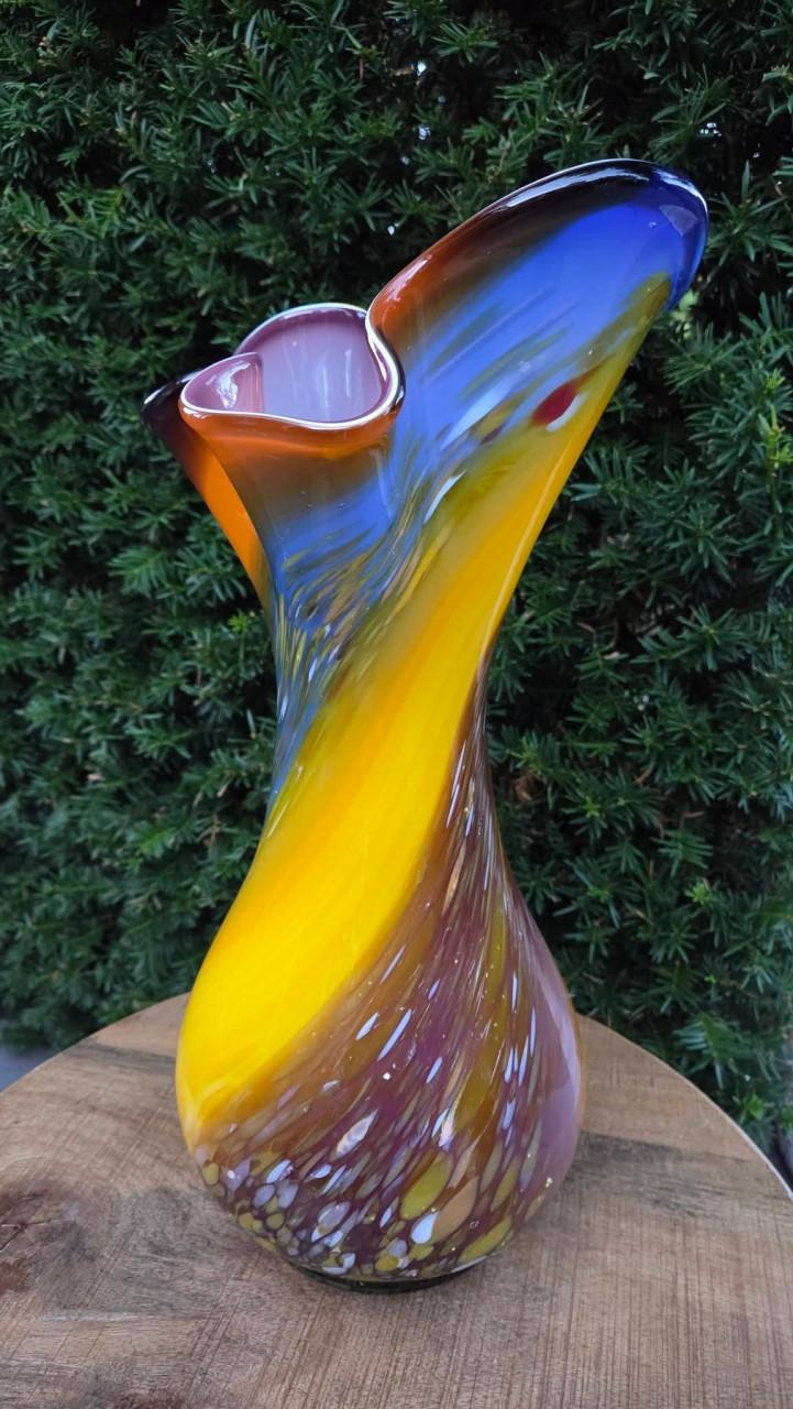 🌿 Prachtige Vintage Glazen Vaas Murano stijl.