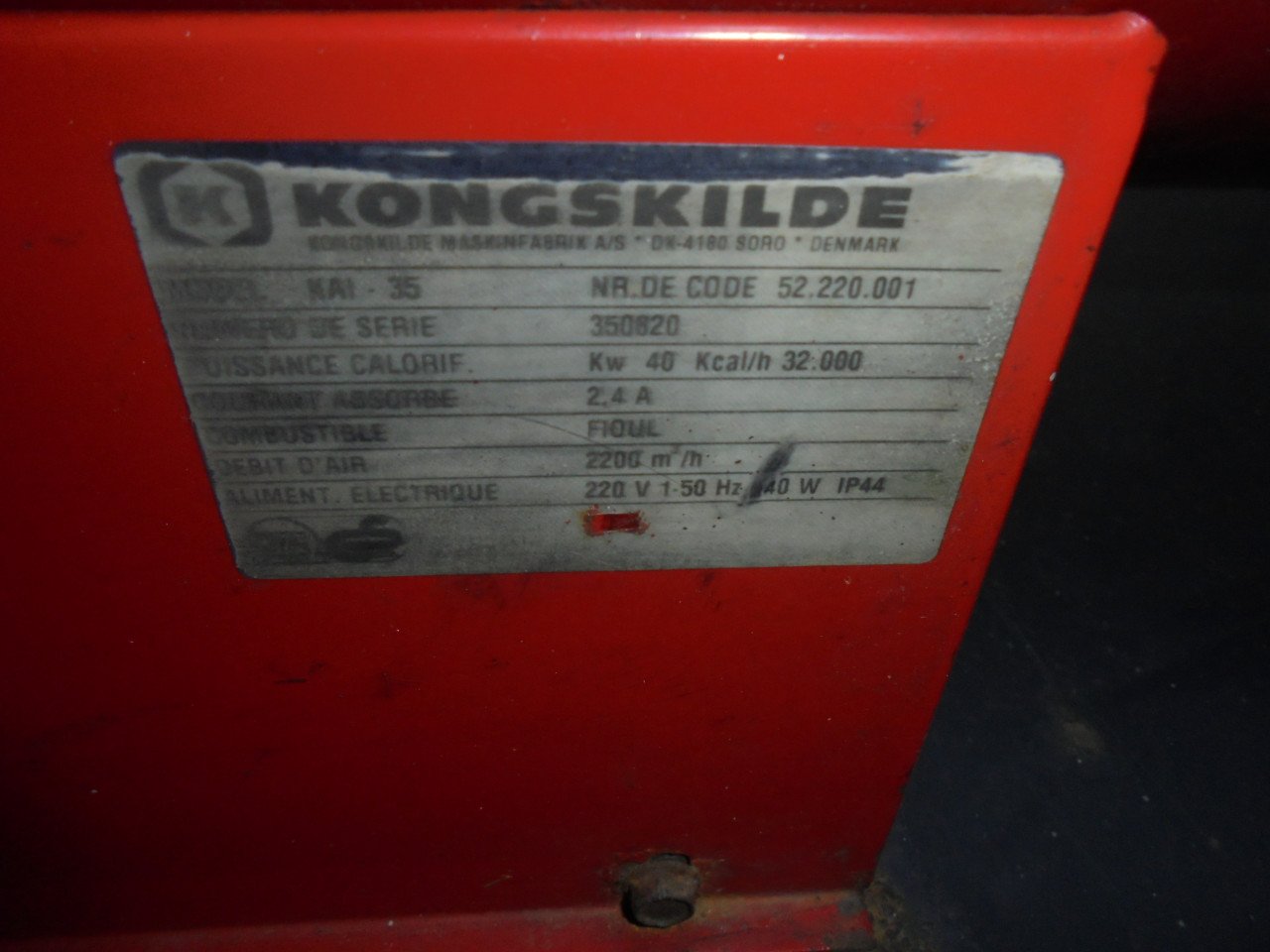 De Kongskilde direct gestookte lucht verhitter diesel en petroleum