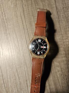 Vintage Swatch jelly Polshorloge met Leren Bandje