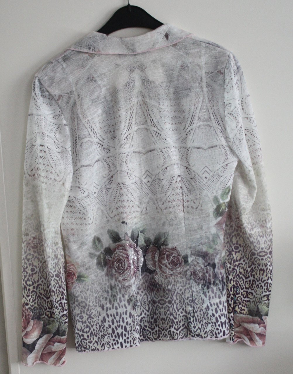 Mooie vest blazergrijs roze met rozen maat m