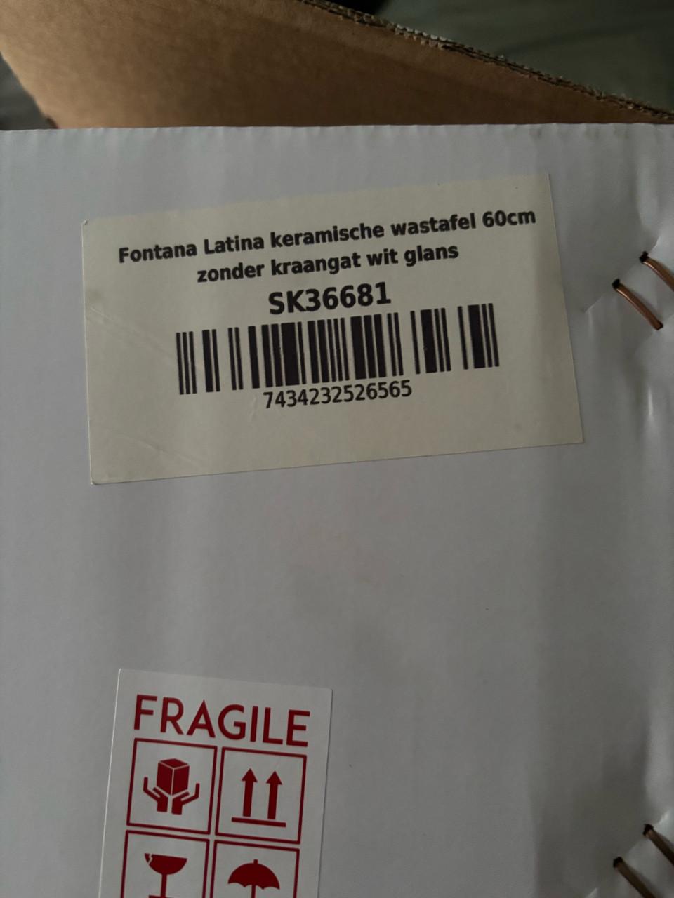 Wastafel 60 cm zonder kraangat