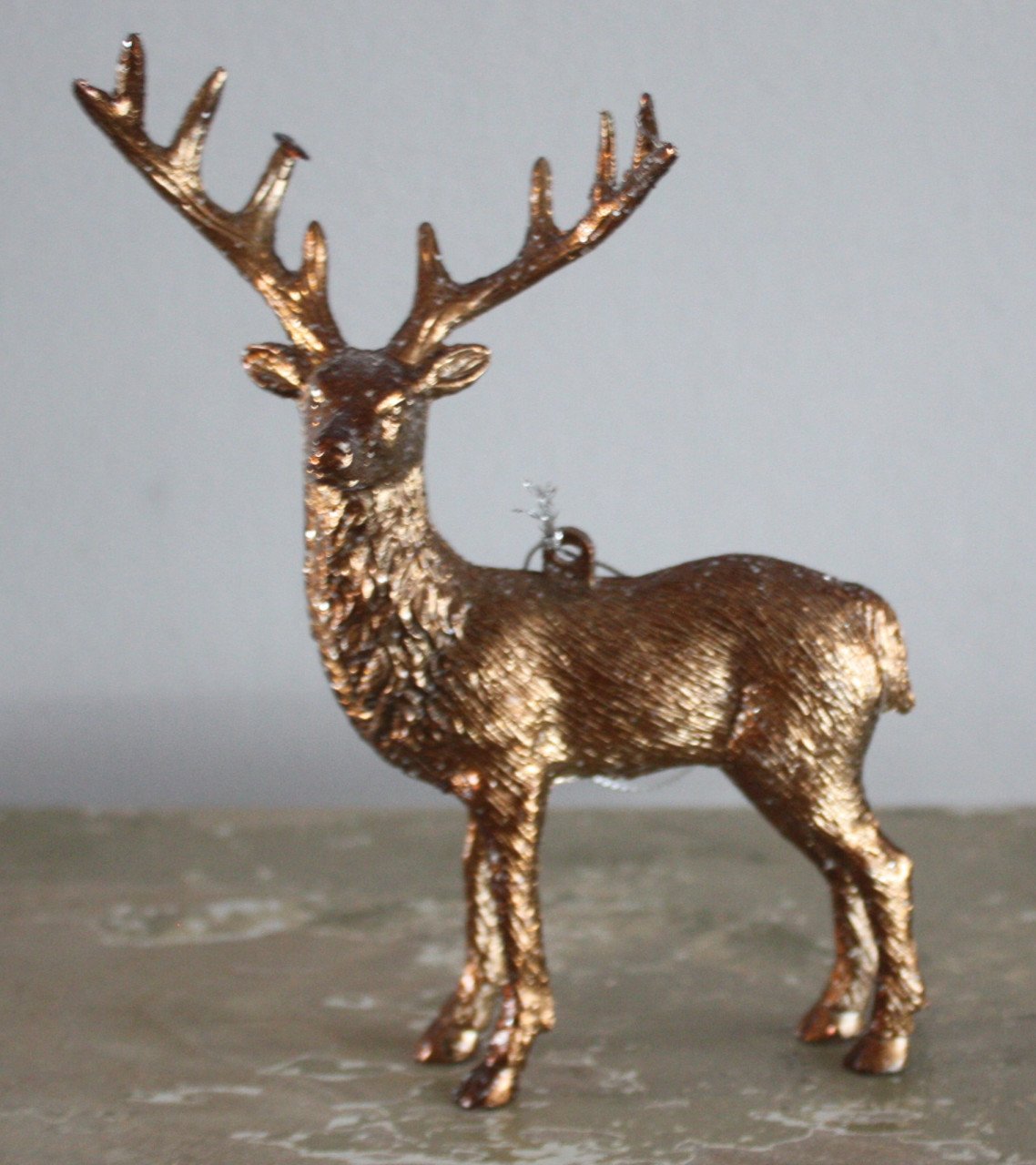 Kunststof eland kerst hanger koperkleur