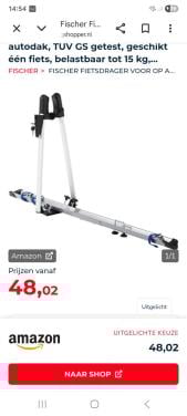 Fietsendrager fischer voor 1 fiets te bevestigen op dakdragers