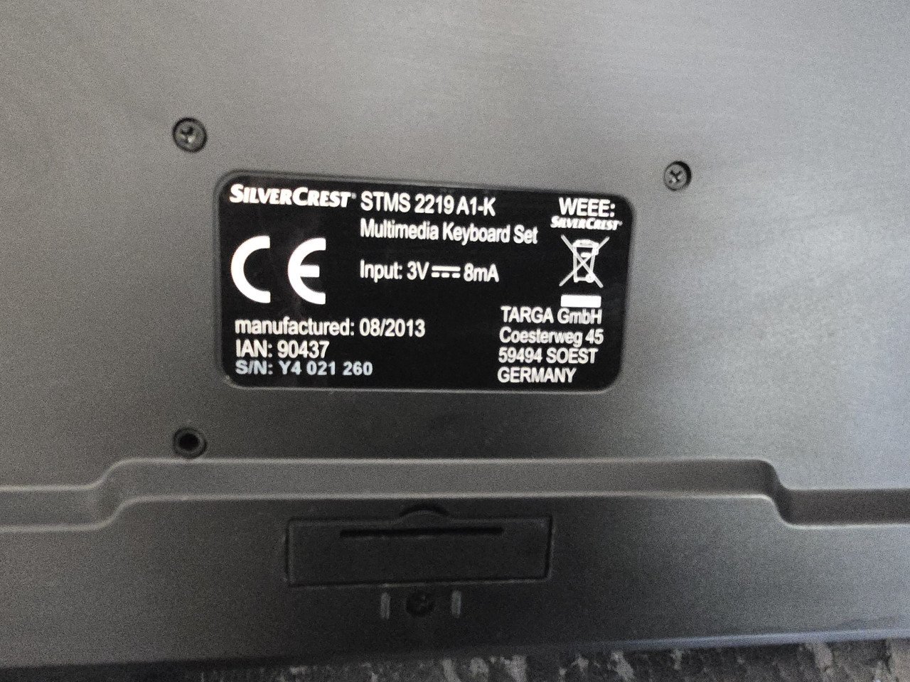 Draadloos toetsenbord en muis van Silvercrest. MTS2219-SLN-K.