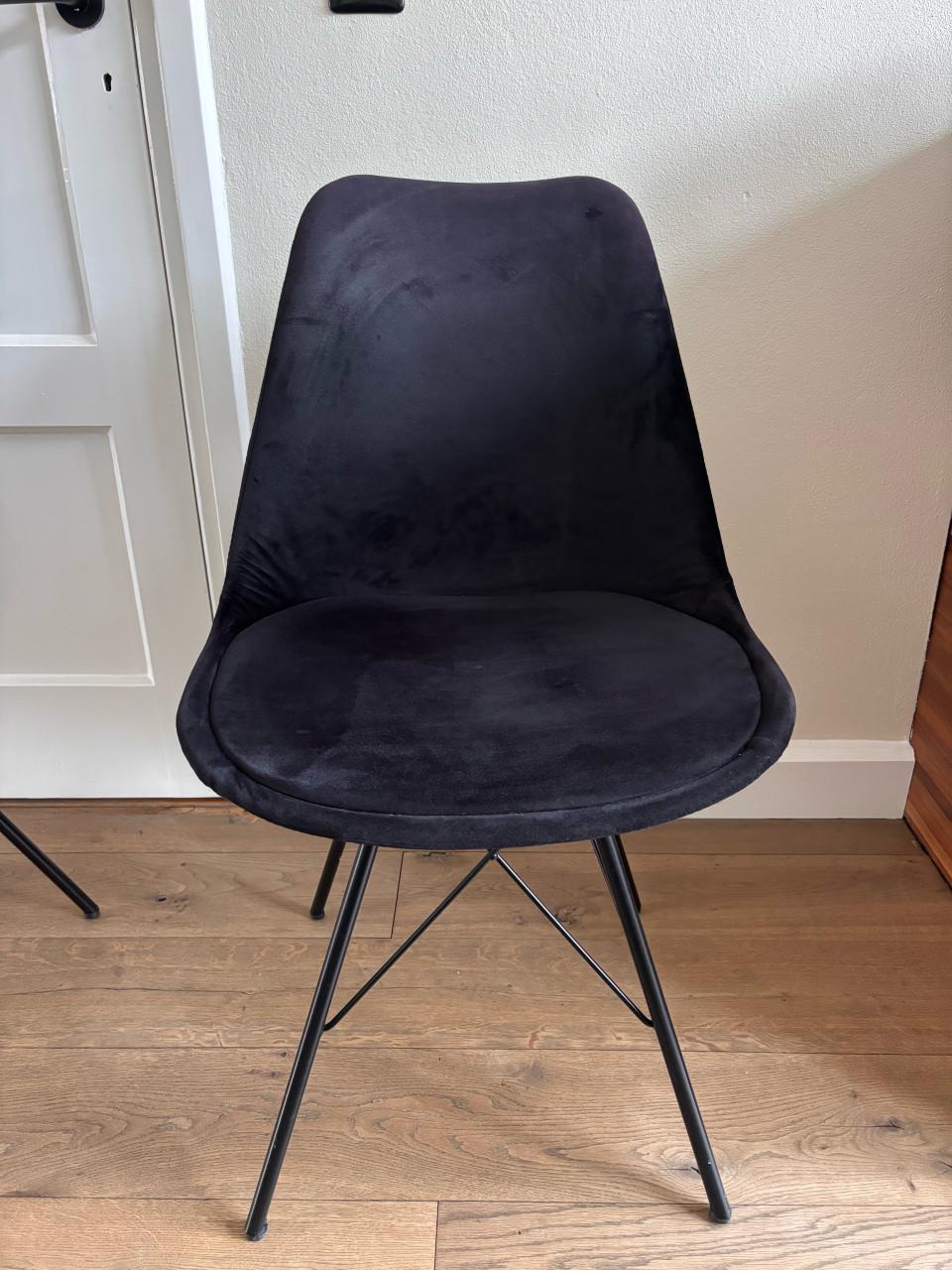 Eetkamerstoel Kick, velours, zwart, 4 stuks