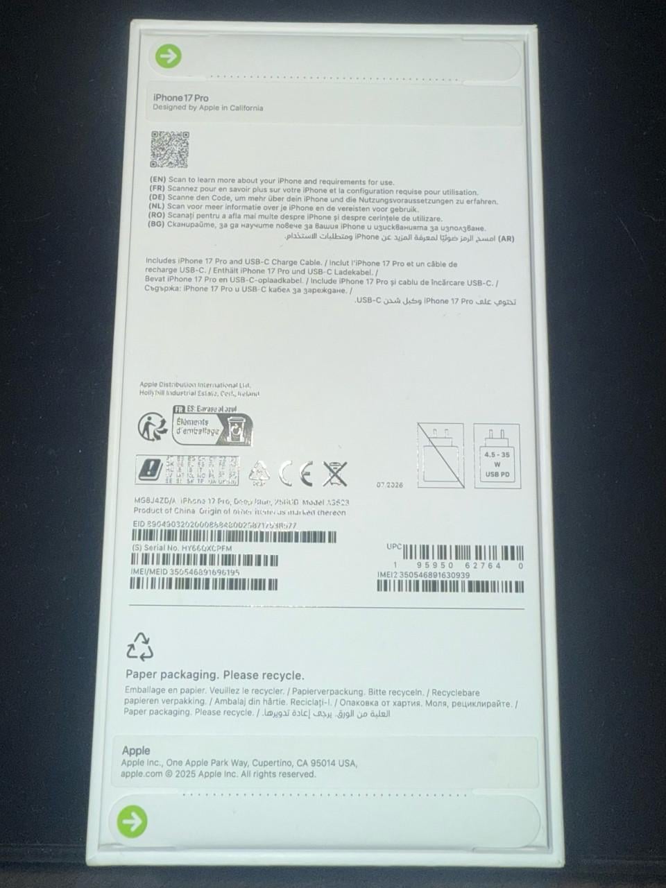 Splinternieuwe iPhone 17 Pro 256GB Deep Blue (Geseald in doos)