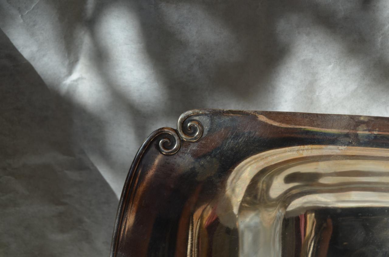 Verzilverde schaal Gero Georg Nilsson jaren '30 gemerkt