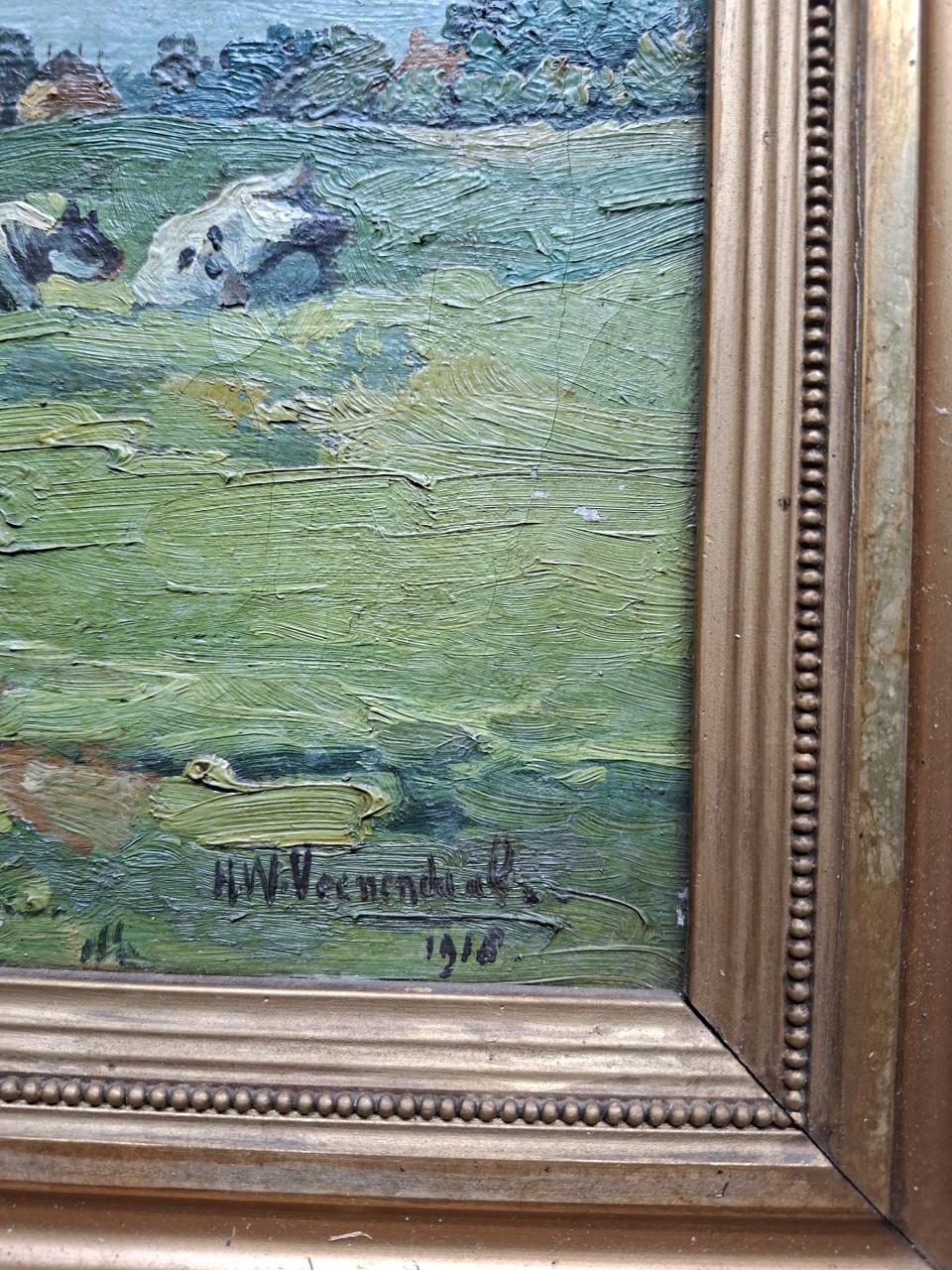 Schilderij landschap uit 1918 gesigneerd