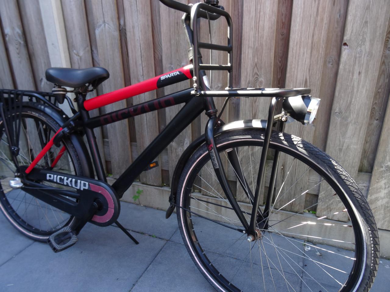 🚲 Sparta Pick-Up Transportfiets – 26 inch | Zwart/Rood ❤️🖤