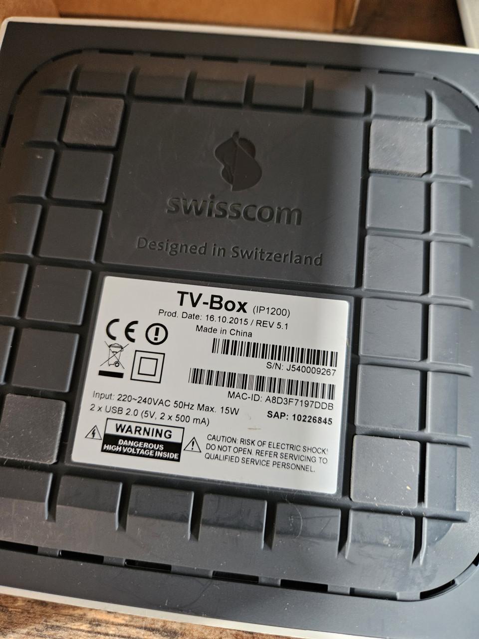 Swisscom TV-Box (IP1200) met afstandsbediening