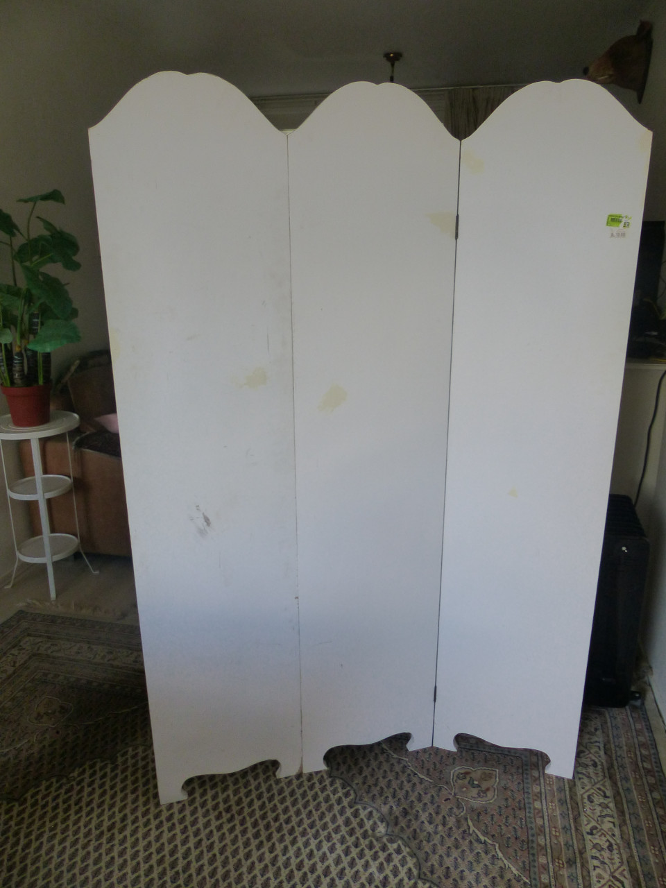 Kamesscherm brokant roomdivider bloemen geschilderd hout zwaar 40(3x)x180