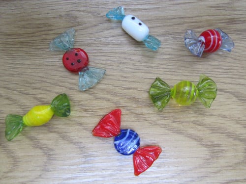 6 glazen snoepjes