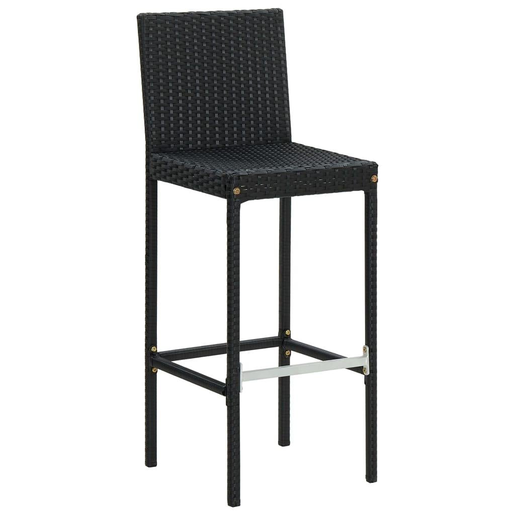 Barkrukken met kussens 2 st poly rattan zwart
