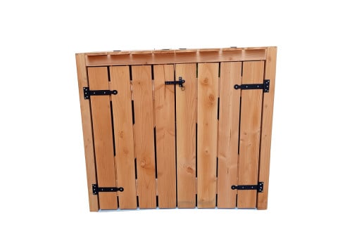 Houten container ombouw op maat gemaakt.