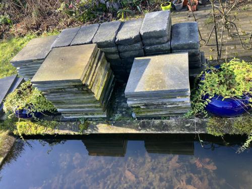 GRATIS ruim >10 m2 Natuurstenen terrastegels grijs 40x40x2,5 voor  terras