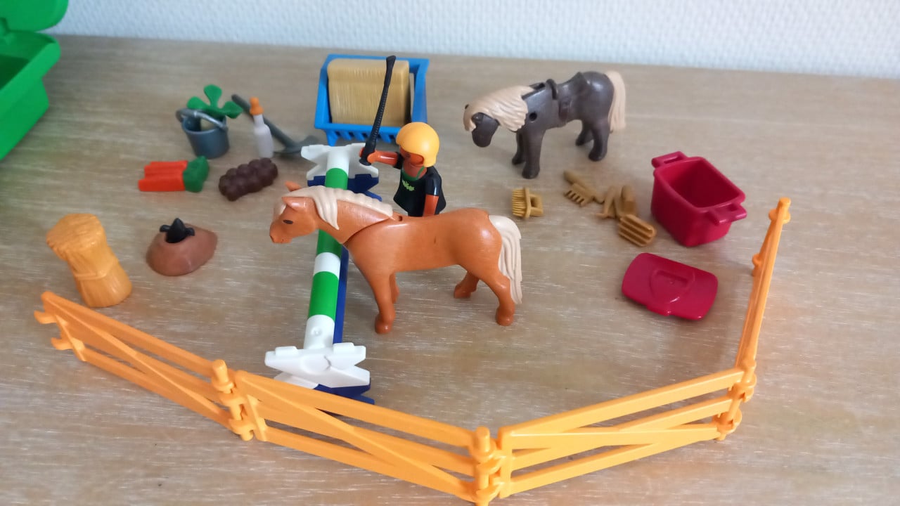 Playmobil paardjes in bewaarbox