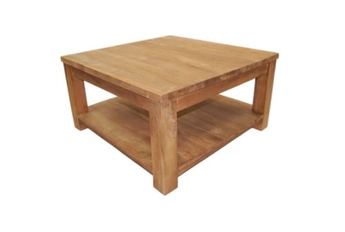 UITVERKOOP VIERKANTE TEAKHOUTEN SALONTAFEL 100X100