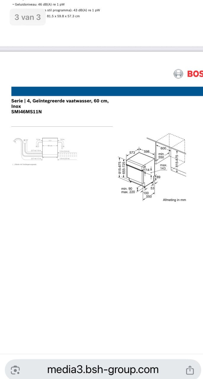 Nieuw! Bosch serie 4 A++ klasse inbouw Vaatwasser met besteklade 83x60 cm.