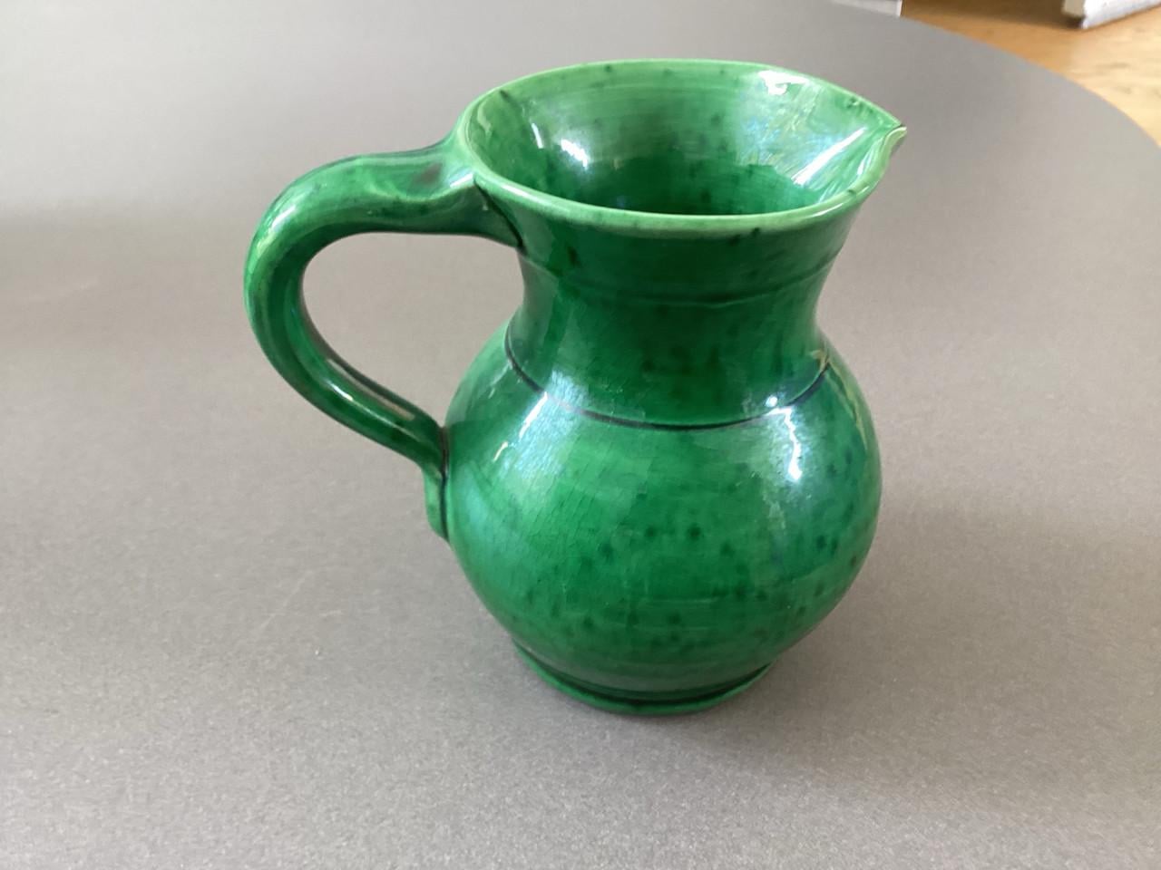 Vintage kannetjes. 2 x Groen Glazuur.