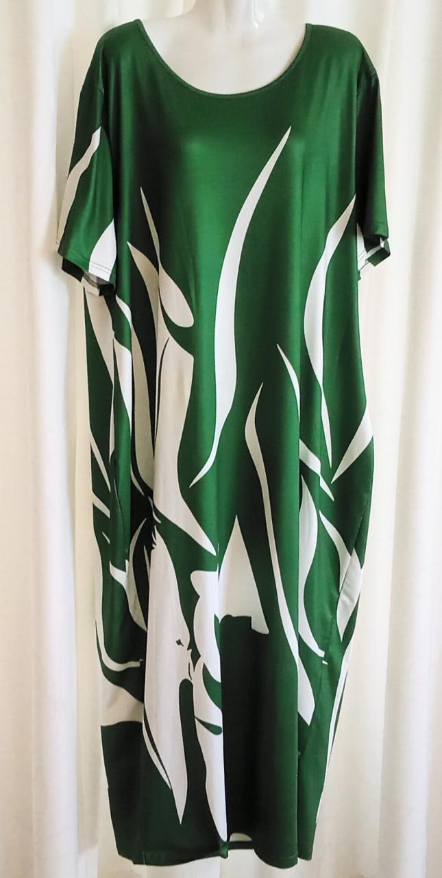 Aparte groen/witte lange jurk