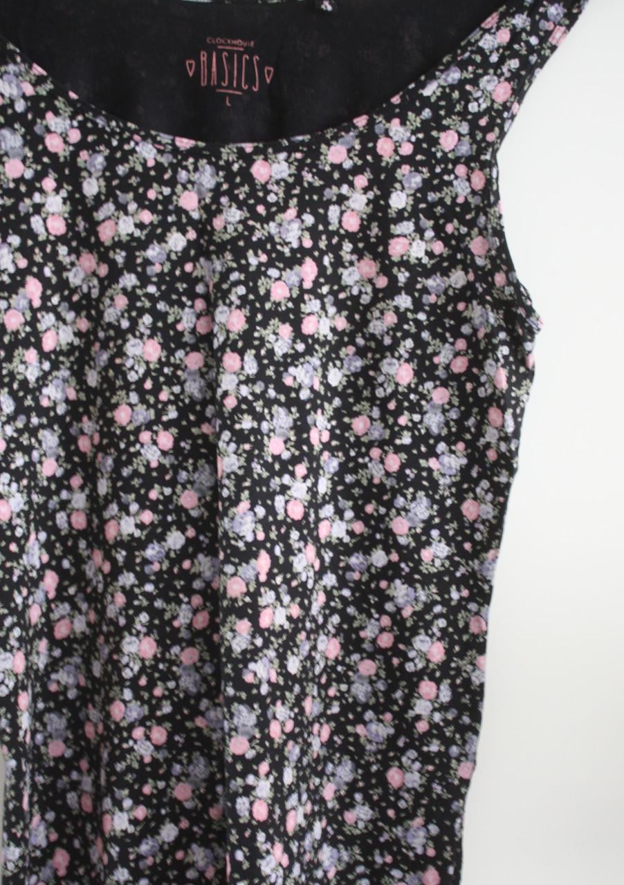Zwarte top met bloemen print  maat L