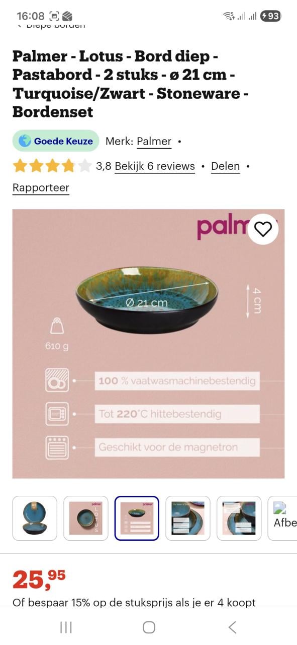 Palmer borden en kommen