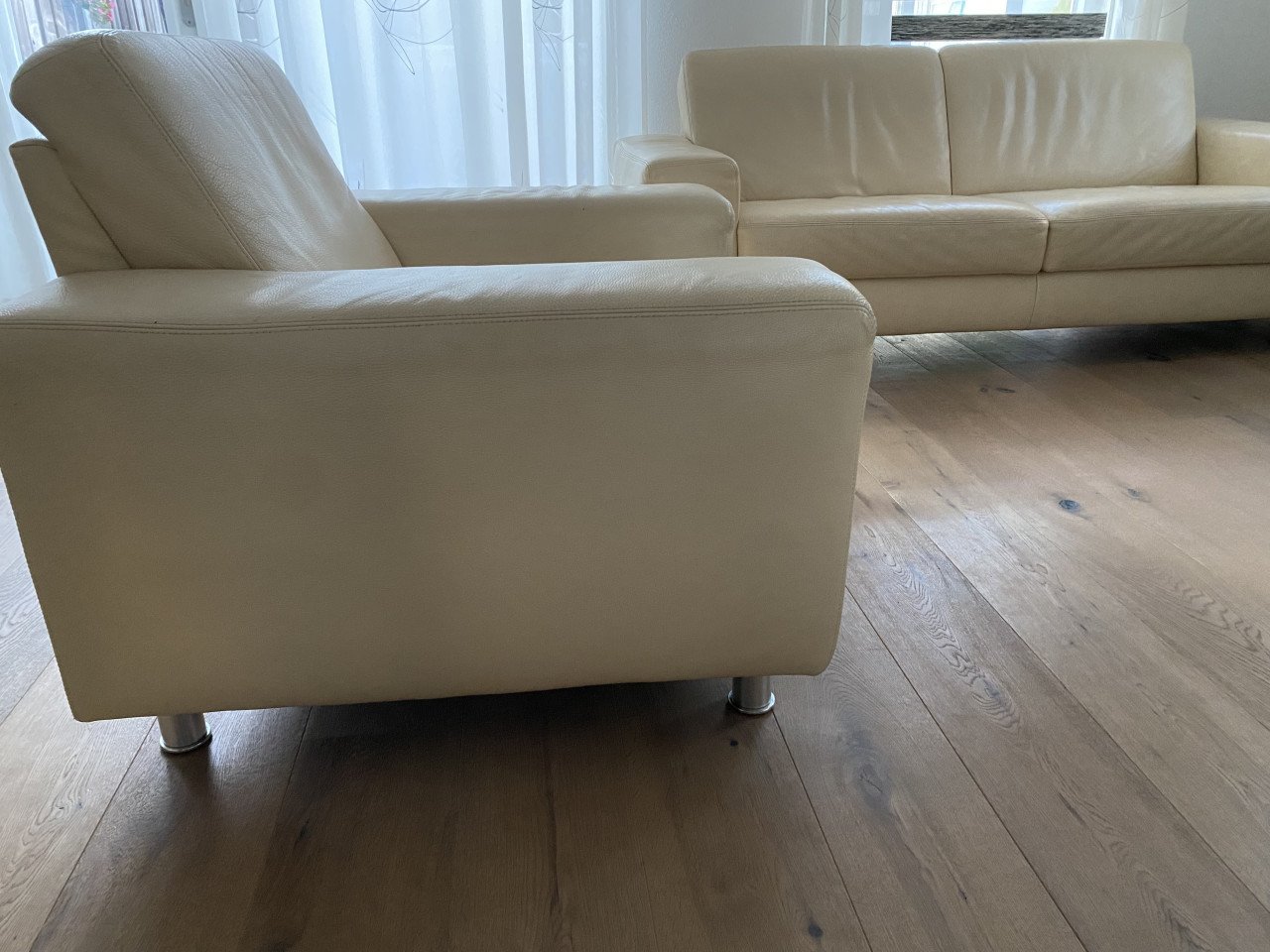 Leren bank + fauteuil