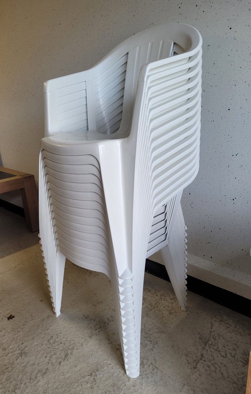 Stapelstoelen met kussens, 15 stuks
